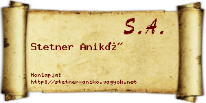 Stetner Anikó névjegykártya